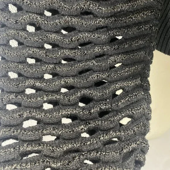 NEW MARIA PAVAN Women's Sequin Braided Soft Sweater Black Size M Long Sleeve